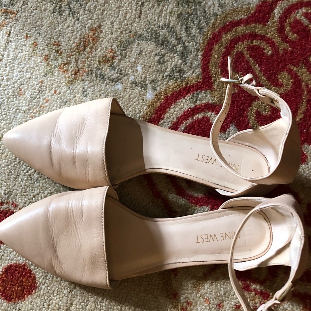 Nine West leather flats with ankle strap